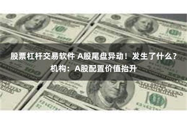 股票杠杆交易软件 A股尾盘异动！发生了什么？机构：A股配置价值抬升